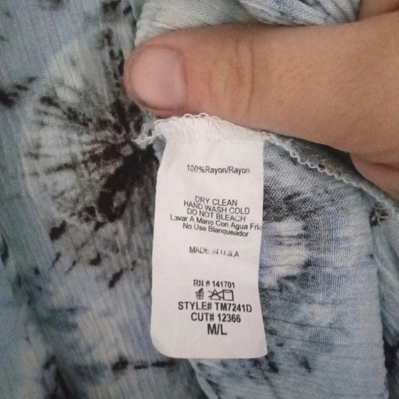 143 Story Blue Tye Dye Open Front Kimono / Cover Up Size Large - Picture 9 of 9